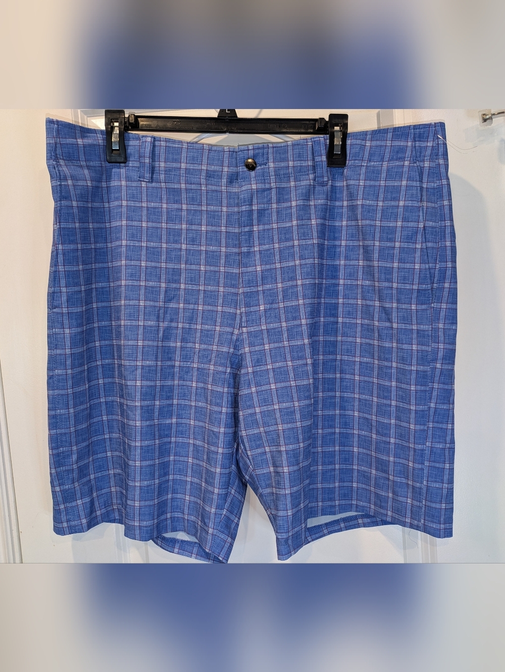 Callaway Golf Shorts Mens 38 Blue Plaid Stretch Lightweight Performance